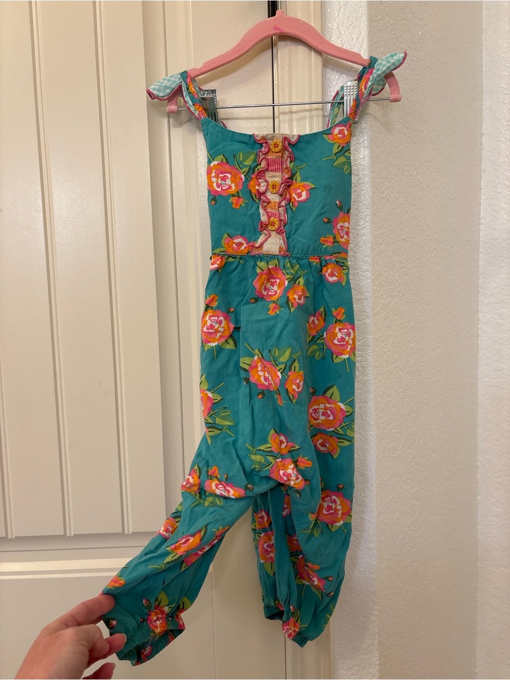 Matilda Jane Watch The Waves Floral Romper Girls Size 6 Brilliant Daydream Teal